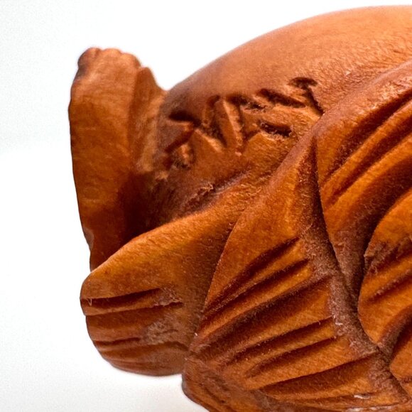 Ojime Bead Netsuke Owl Hand-Carved Boxwood Signed Figurine - Picture 5 of 9